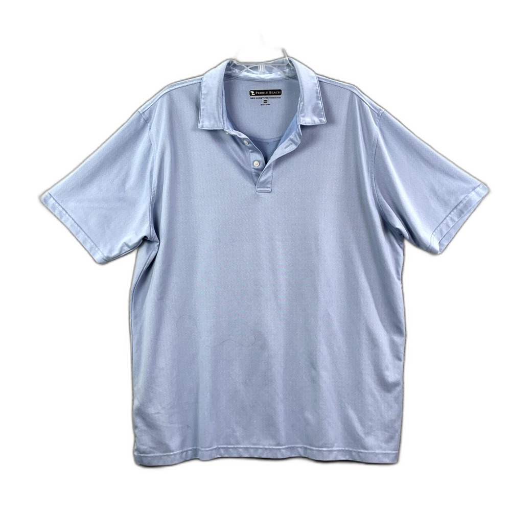 Pebble Beach Dry Luxe Polo Shirt Men 2XL Blue Collared Outdoor Sport Performance